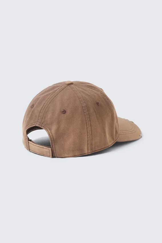 Gorra de béisbol de sarga de algodón desgastada – Marrón lavado Gorra de béisbol de sarga de algodón desgastada – Marrón lavado