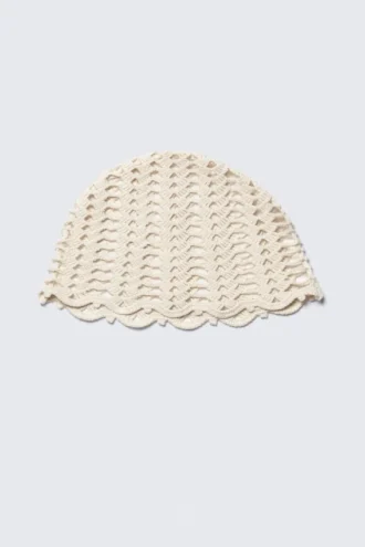 Gorro de algodón de ganchillo – Beige claro