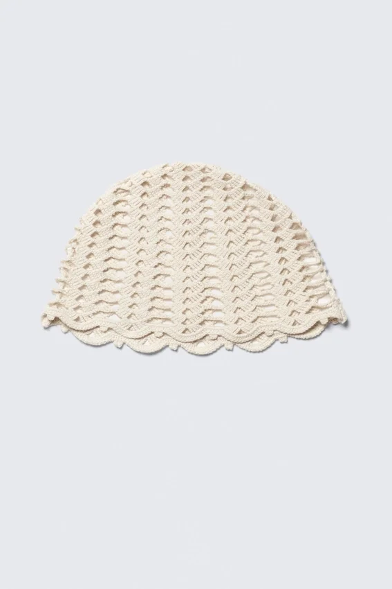 Gorro de algodón de ganchillo – Beige claro Gorro de algodón de ganchillo – Beige claro