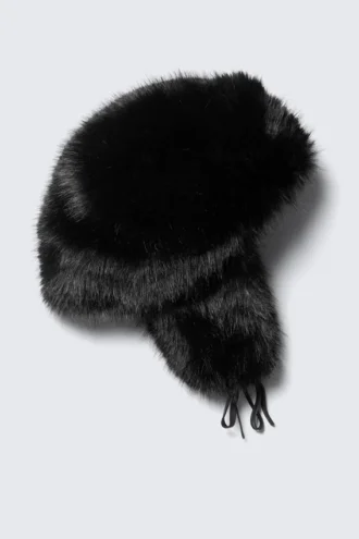 Gorro de cazador de piel sintética – Negro