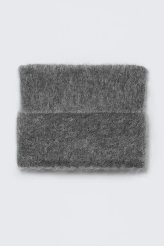 Gorro de punto acanalado de mezcla de mohair – Gris oscuro jaspeado