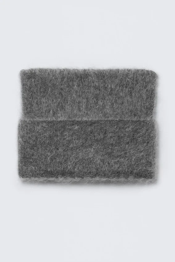 Gorro de punto acanalado de mezcla de mohair – Gris oscuro jaspeado Gorro de punto acanalado de mezcla de mohair – Gris oscuro jaspeado