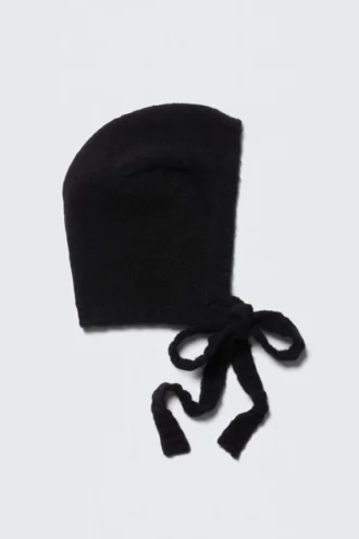 Gorro de punto con lazos – Negro