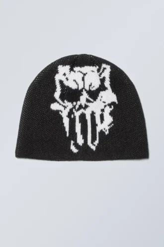 Gorro de punto jacquard – Negro