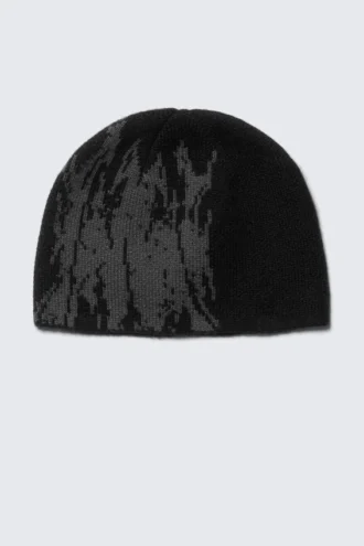 Gorro de punto jacquard – Negro/Gris