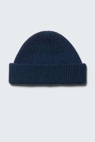 Gorro de punto plisado con mezcla de lana – Azul oscuro