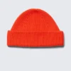 Gorro de punto plisado de mezcla de lana – Naranja brillante Gorro de punto plisado de mezcla de lana – Naranja brillante