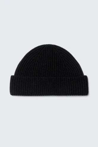 Gorro de punto plisado de mezcla de lana – Negro