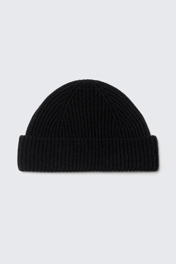 Gorro de punto plisado de mezcla de lana – Negro Gorro de punto plisado de mezcla de lana – Negro