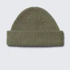 Gorro de punto plisado de mezcla de lana – Verde caqui Gorro de punto plisado de mezcla de lana – Verde caqui