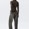 Jersey ajustado de manga larga con cuello alto y cremallera – Gris oscuro lavado Jersey ajustado de manga larga con cuello alto y cremallera – Gris oscuro lavado