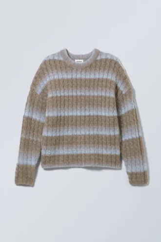 Jersey Connor de mezcla de lana – Rayas degradadas en color topo y azul
