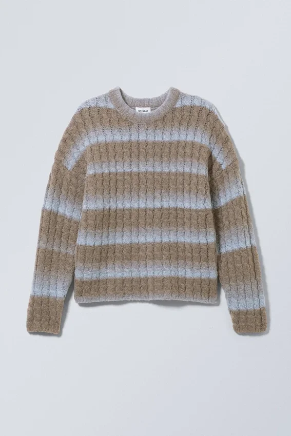 Jersey Connor de mezcla de lana – Rayas degradadas en color topo y azul Jersey Connor de mezcla de lana – Rayas degradadas en color topo y azul