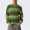 Jersey de algodón de punto holgado con efecto degradado – Verde degradado Jersey de algodón de punto holgado con efecto degradado – Verde degradado