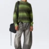 Jersey de algodón de punto holgado con efecto degradado – Verde degradado Jersey de algodón de punto holgado con efecto degradado – Verde degradado