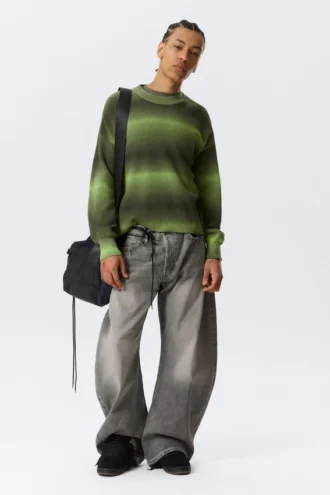 Jersey de algodón de punto holgado con efecto degradado – Verde degradado