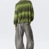 Jersey de algodón de punto holgado con efecto degradado – Verde degradado Jersey de algodón de punto holgado con efecto degradado – Verde degradado