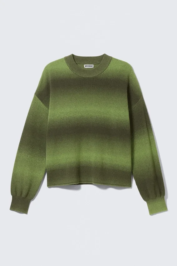 Jersey de algodón de punto holgado con efecto degradado – Verde degradado Jersey de algodón de punto holgado con efecto degradado – Verde degradado