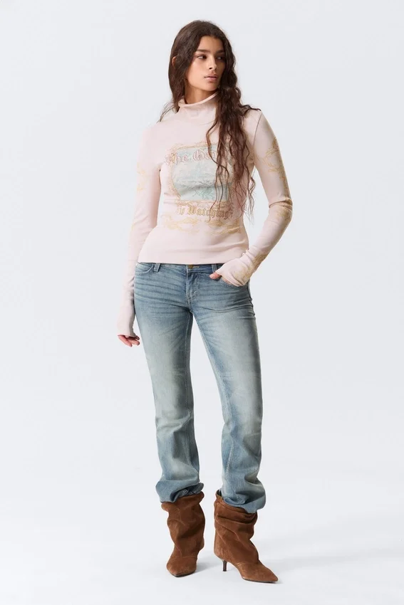 Jersey de cuello alto ajustado – Rosa claro – The Garden Jersey de cuello alto ajustado – Rosa claro – The Garden