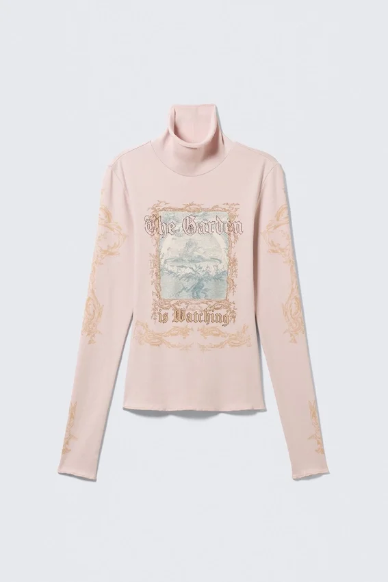 Jersey de cuello alto ajustado – Rosa claro – The Garden Jersey de cuello alto ajustado – Rosa claro – The Garden