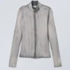 Jersey de cuello alto con cremallera y manga larga Anja – Gris lavado con spray Jersey de cuello alto con cremallera y manga larga Anja – Gris lavado con spray
