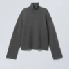 Jersey de cuello alto de lana Maggie – Gris oscuro Jersey de cuello alto de lana Maggie – Gris oscuro
