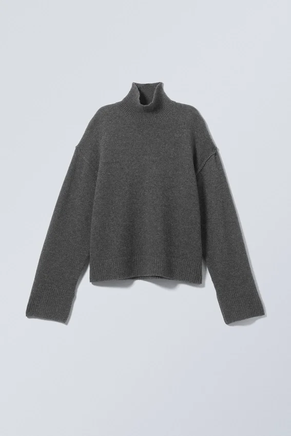 Jersey de cuello alto de lana Maggie – Gris oscuro Jersey de cuello alto de lana Maggie – Gris oscuro