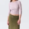 Jersey de punto ajustado con cuello en V – Rosa claro Jersey de punto ajustado con cuello en V – Rosa claro