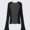 Jersey entallado de punto con mangas raglán – Negro y gris Jersey entallado de punto con mangas raglán – Negro y gris