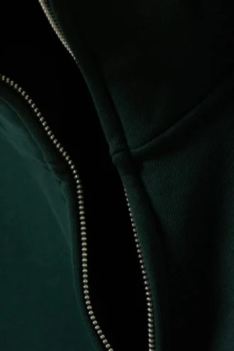 Jersey grueso con cuello de embudo y cremallera – Verde oscuro