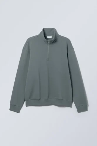 Jersey holgado de media cremallera – Turquesa oscuro