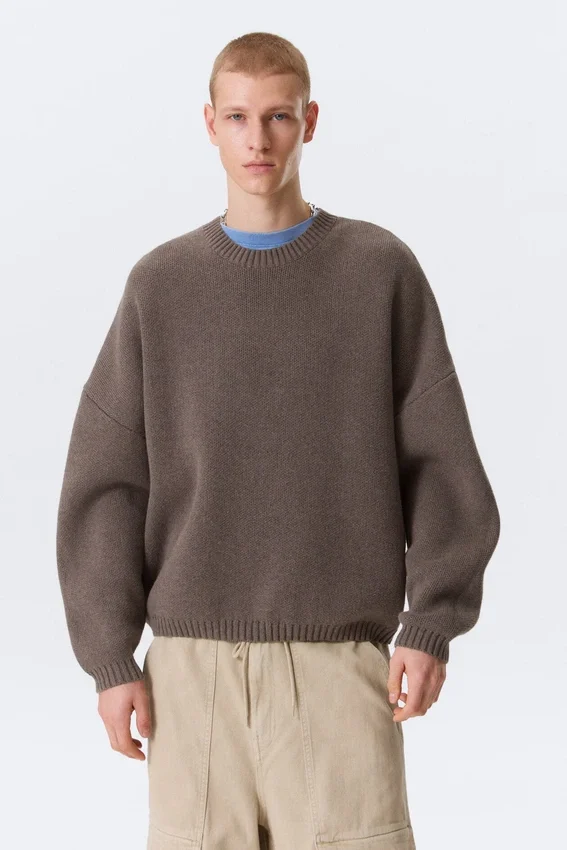 Jersey oversize de algodón grueso – Marrón jaspeado Jersey oversize de algodón grueso – Marrón jaspeado