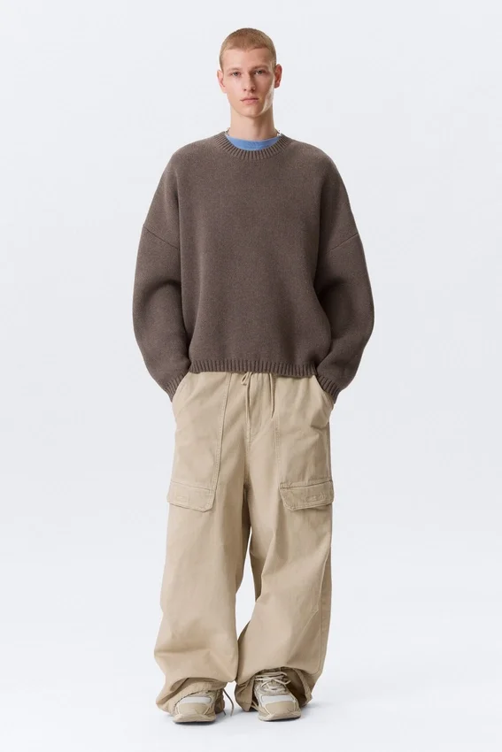 Jersey oversize de algodón grueso – Marrón jaspeado Jersey oversize de algodón grueso – Marrón jaspeado