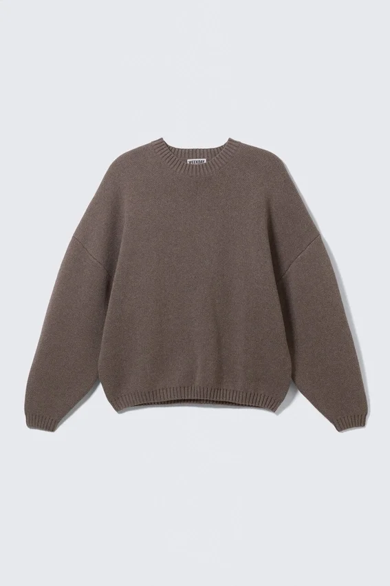 Jersey oversize de algodón grueso – Marrón jaspeado Jersey oversize de algodón grueso – Marrón jaspeado