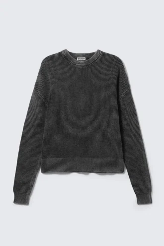 Jersey oversize de corte recto lavado – Negro lavado