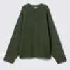 Jersey oversize de mezcla de lana con cuello en V – Verde oscuro Jersey oversize de mezcla de lana con cuello en V – Verde oscuro
