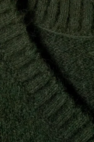 Jersey oversize de mezcla de lana con cuello en V – Verde oscuro