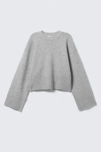 Jersey oversize de punto – Gris jaspeado Jersey oversize de punto – Gris jaspeado
