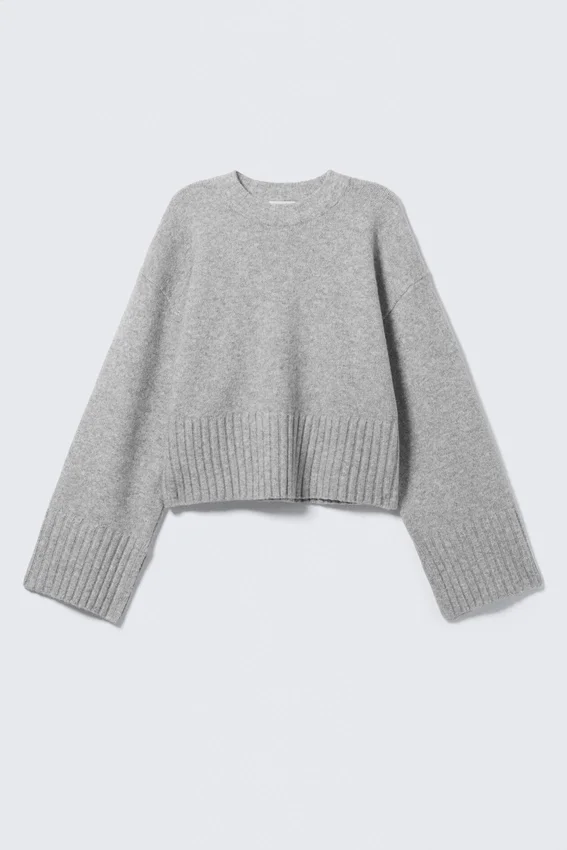 Jersey oversize de punto – Gris jaspeado Jersey oversize de punto – Gris jaspeado