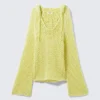 Jerséu con capucha de punto abierto – Amarillo claro Jerséu con capucha de punto abierto – Amarillo claro