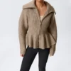 Jerséu con cremallera y peplum de punto elástico – Dusty Mole