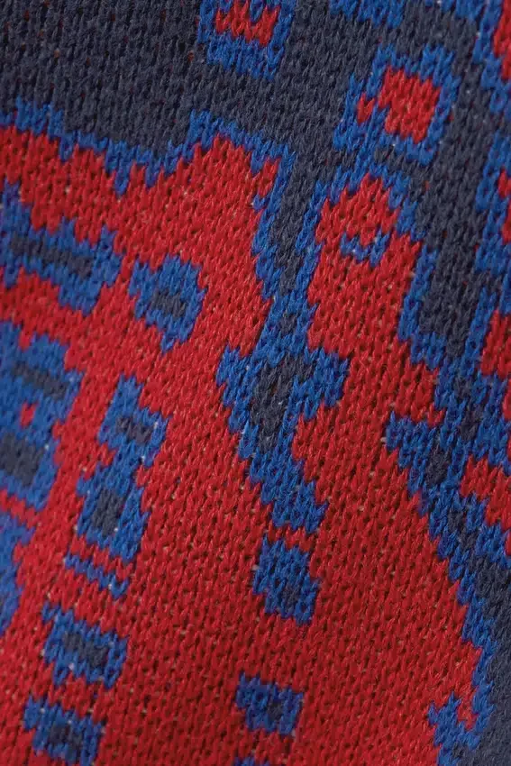 Jerséu de algodón de punto con estampados y corte recto – Azul oscuro – Teléfono Jerséu de algodón de punto con estampados y corte recto – Azul oscuro – Teléfono