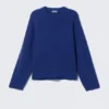 Jerséu de algodón de punto holgado – Azul brillante Jerséu de algodón de punto holgado – Azul brillante