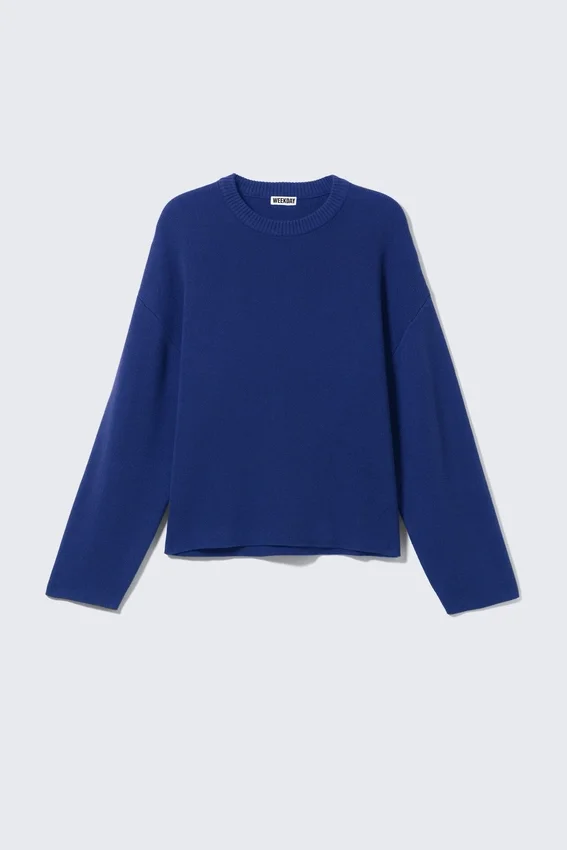 Jerséu de algodón de punto holgado – Azul brillante Jerséu de algodón de punto holgado – Azul brillante