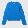 Jerséu de algodón de punto holgado – Azul brillante Jerséu de algodón de punto holgado – Azul brillante