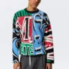 Jerséu de algodón de punto holgado con estampados – Estampado multicolor
