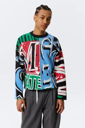 Jerséu de algodón de punto holgado con estampados – Estampado multicolor