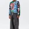 Jerséu de algodón de punto holgado con estampados – Estampado multicolor