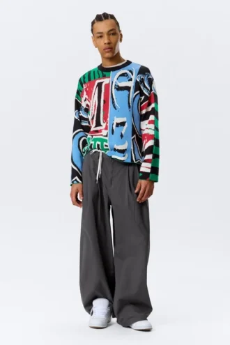 Jerséu de algodón de punto holgado con estampados – Estampado multicolor