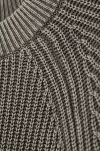 Jerséu de algodón de punto holgado – Gris oscuro jaspeado lavado